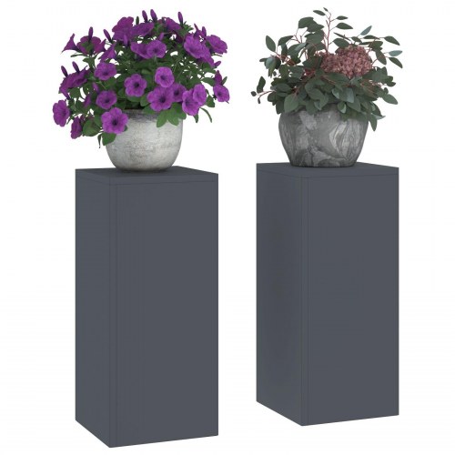 Udendørs Planteholdere Søjle 2 stk Antracitgrå 24x24x55 cm Stål