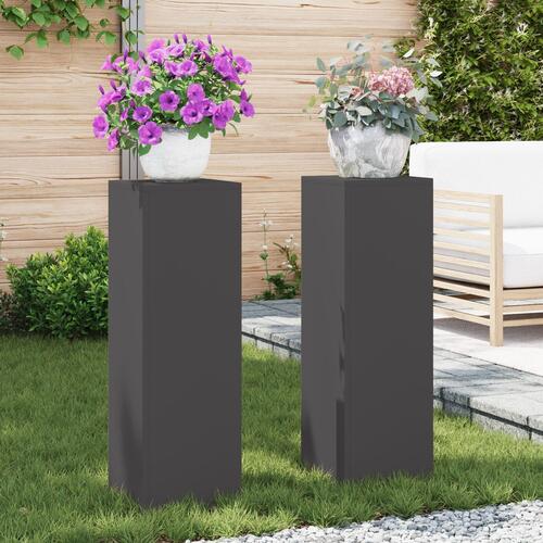 Udendørs Planteholdere Søjle 2 stk Sort 24x24x75 cm Stål