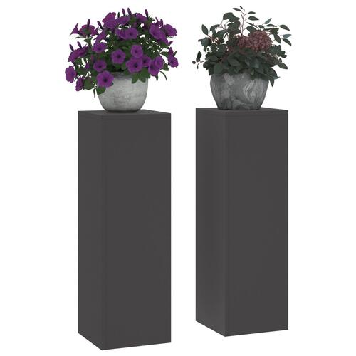 Udendørs Planteholdere Søjle 2 stk Sort 24x24x75 cm Stål