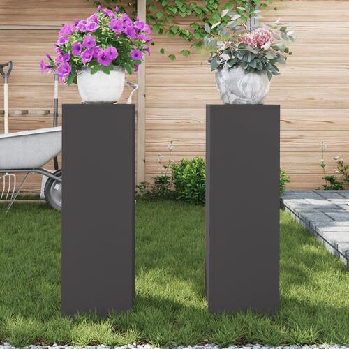 Udendørs Planteholdere Søjle 2 stk Sort 24x24x75 cm Stål