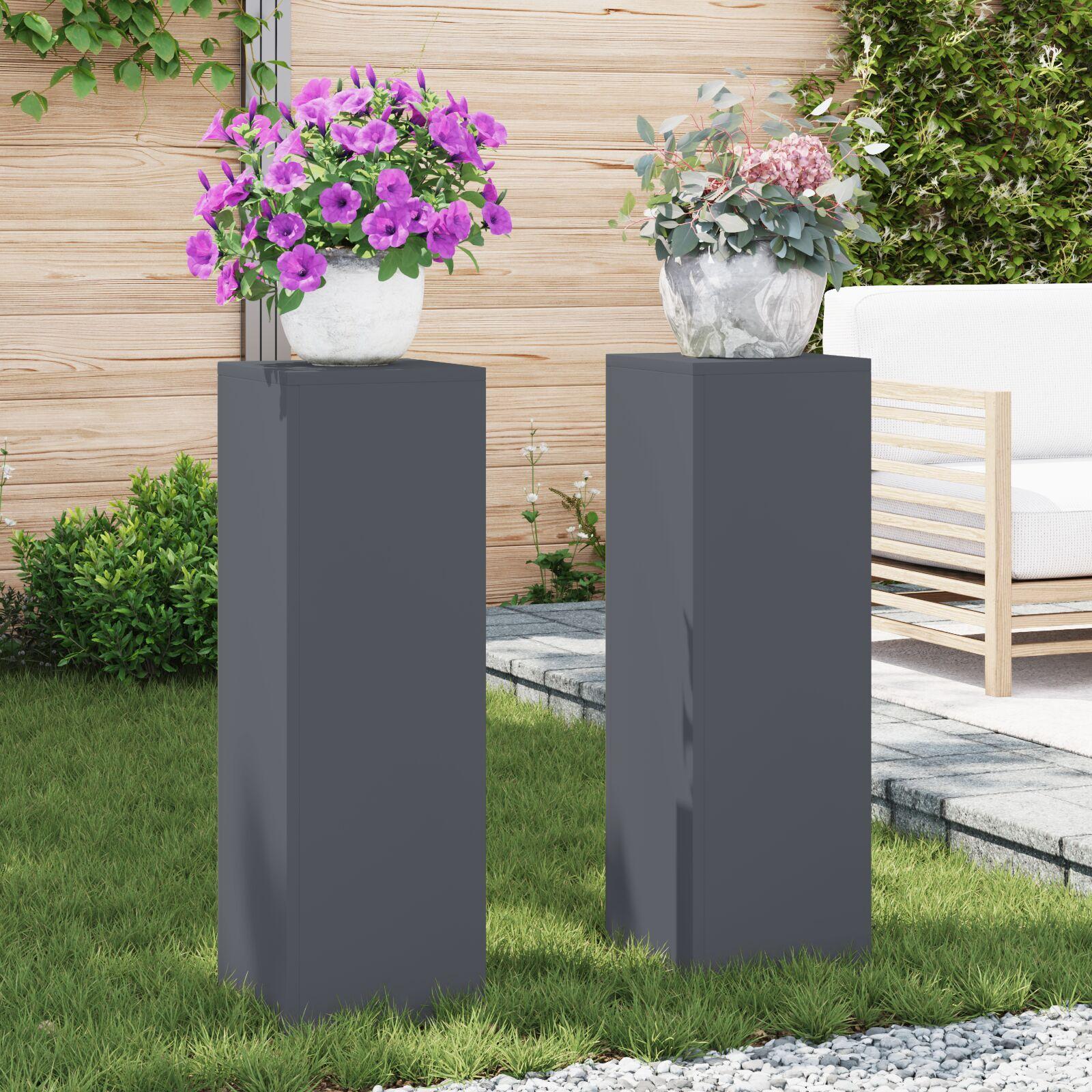Planteholdere 2 stk Antracit 24 x 24 x 75 cm Stål