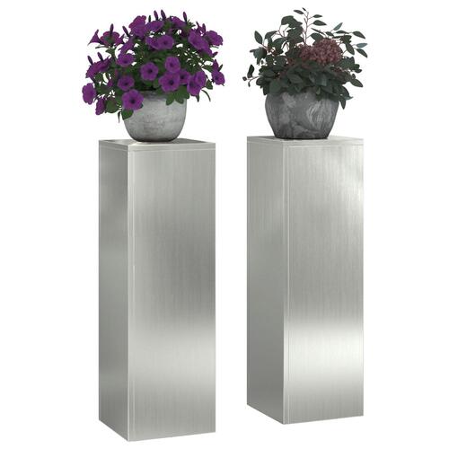 Udendørs Planteholdere Søjle 2 stk 24x24x75 cm Galvaniseret Stål