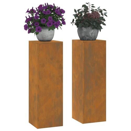 Udendørs Planteholdere Søjle 2 stk 24x24x75 cm Vejrfaste Stål