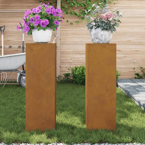 Udendørs Planteholdere Søjle 2 stk 24x24x75 cm Vejrfaste Stål
