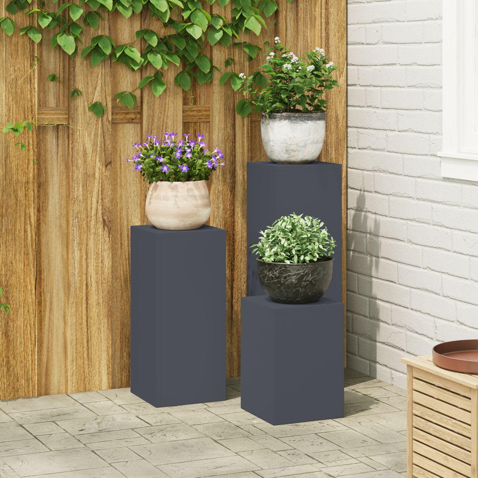 Planteholdere 3 stk Antracit 24 x 24 x 75 cm Stål