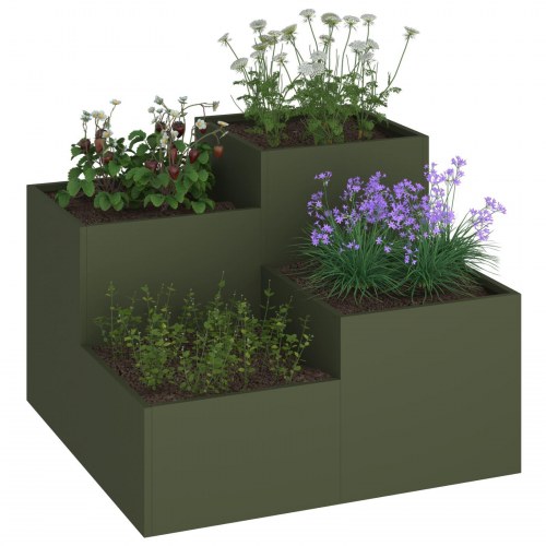 Haveboks 80x80x60 cm Olivengrøn Stål