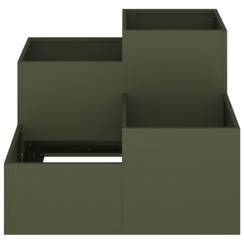 Haveboks 80x80x60 cm Olivengrøn Stål