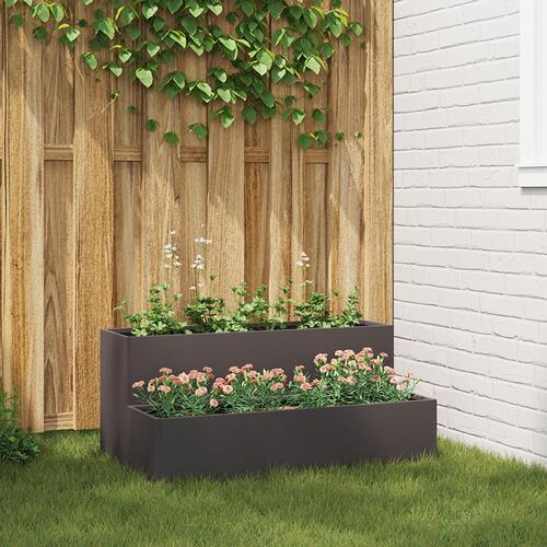 Haveplante 2-lag 100x60x45 cm Sort Stål