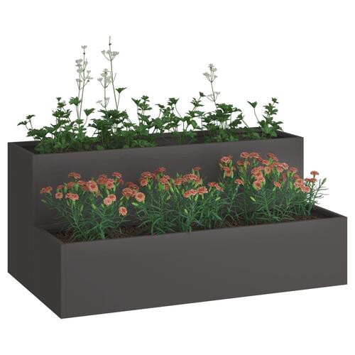 Haveplante 2-lag 100x60x45 cm Sort Stål