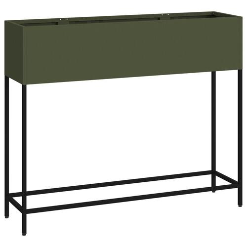 Hævet Havebed 100x26x82 cm Olivengrøn Stål