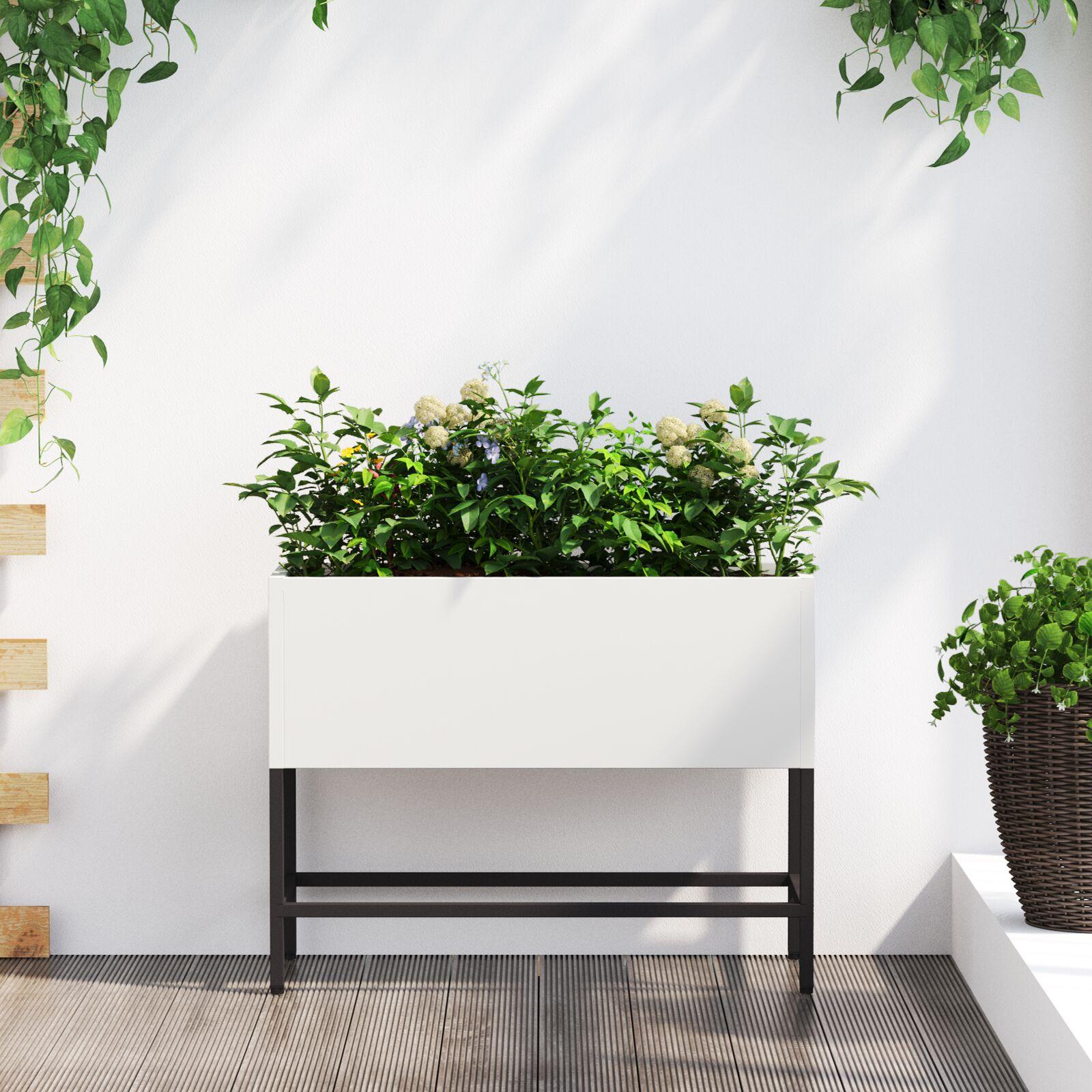 Hævet haveplante Hvid 60 x 26 x 45 cm Stål