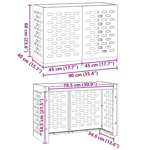 Aircondition Cover Sort 90x40x60 cm Stål