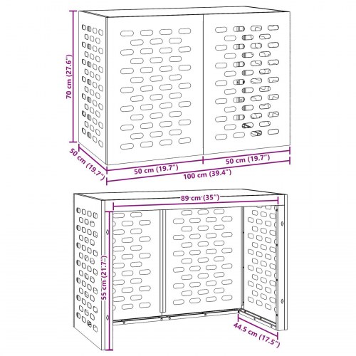 Aircondition Cover 100x50x70 cm i rustfrit stål