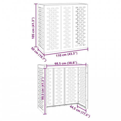 Airconditiondæksel 110x50x105 cm Galvaniseret Stål