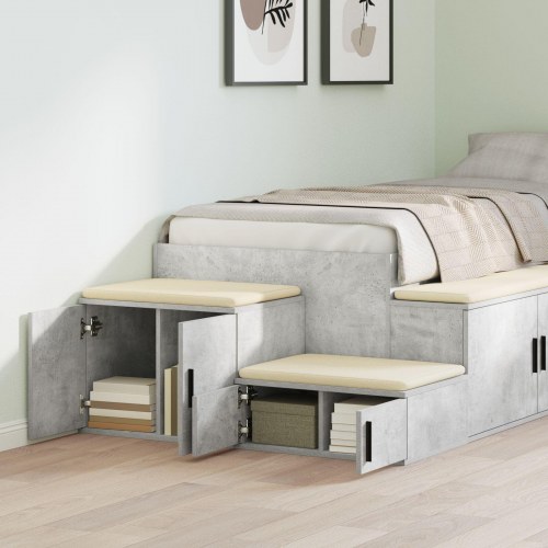 Opbevaringsskab Beton Grå 118x41x40 cm Ingeniør Træ