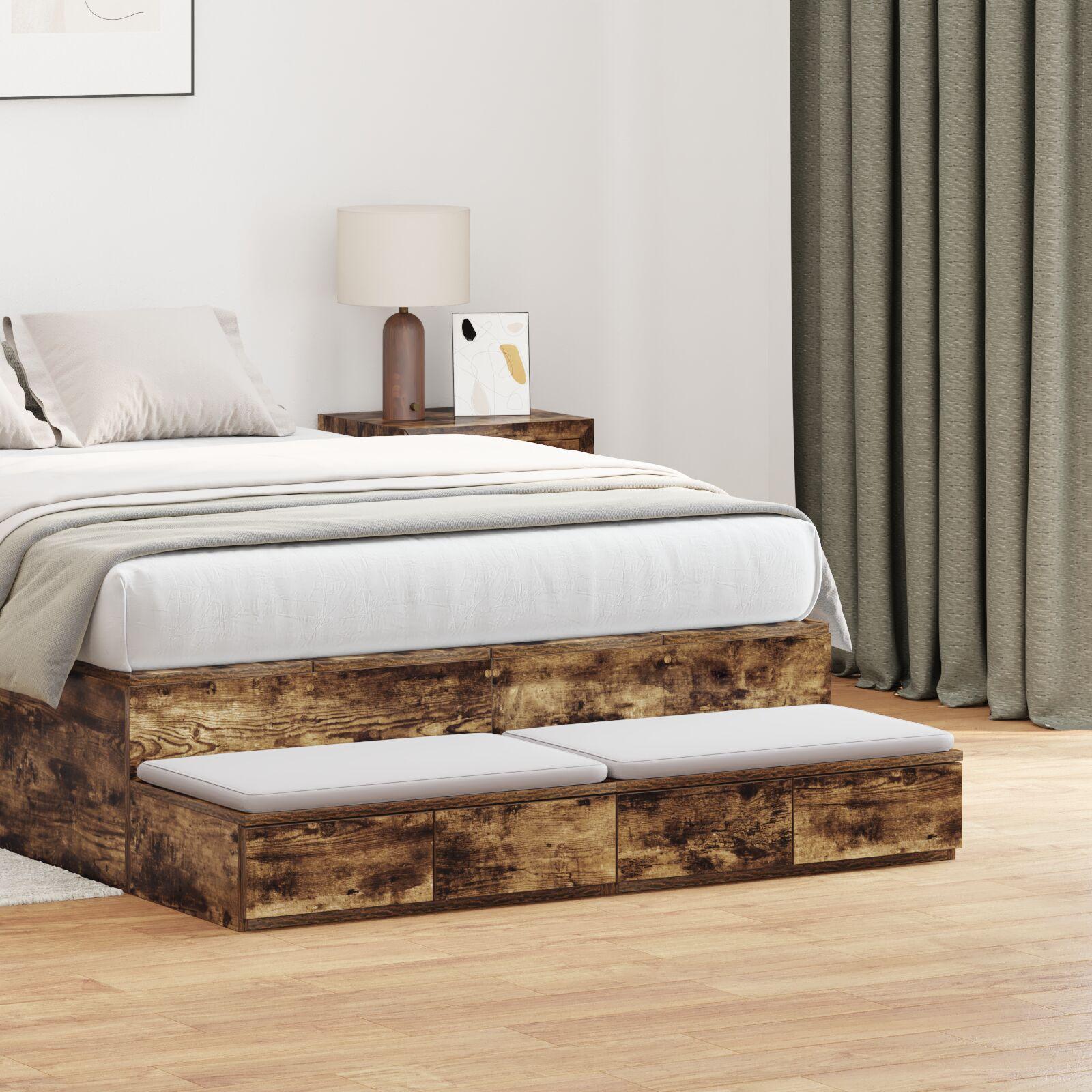 Sengeskuffer Røget eg 120 x 36.5 x 16.5 cm Konstrueret træ
