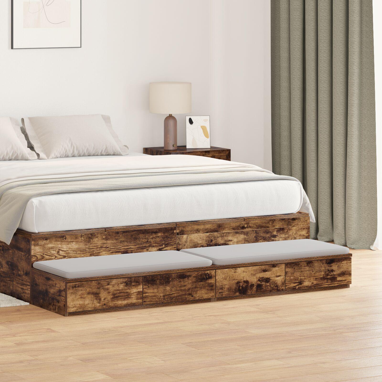 Sengeskuffer Røget eg 150 x 36.5 x 16.5 cm Konstrueret træ