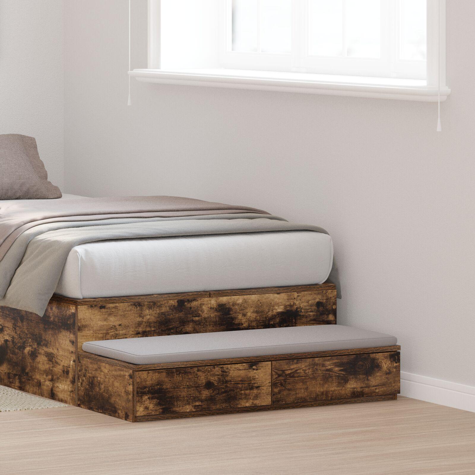 vidaXL Sengeskuffer Røget eg 75 x 36,5 x 16,5 cm Konstrueret træ