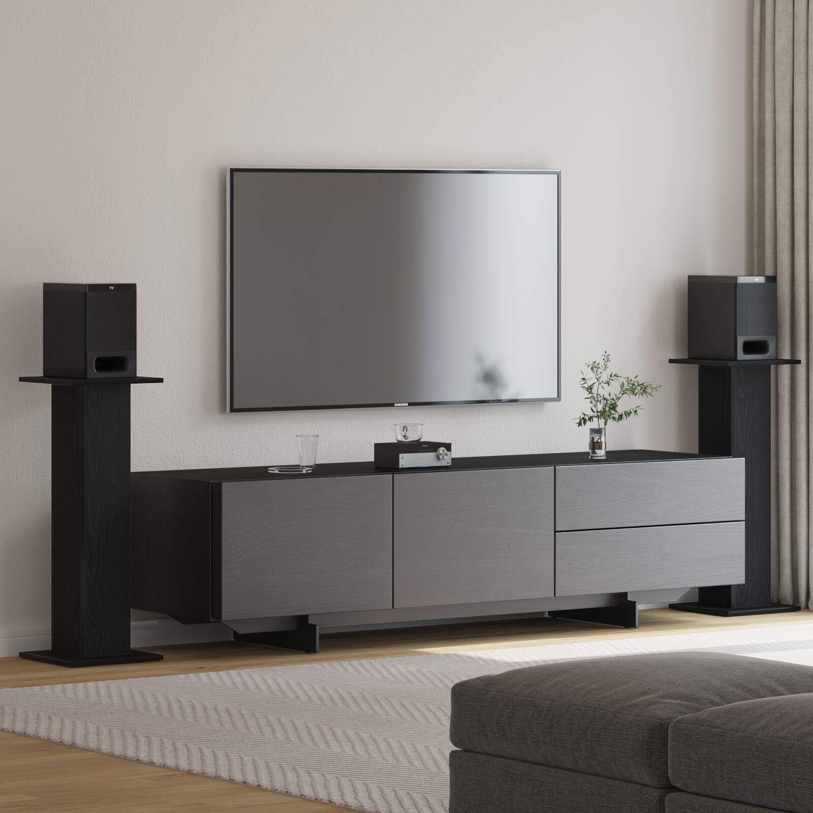 Højtaler Stativer 2 stk Sort eg 30 x 30 x 80 cm Konstrueret træ