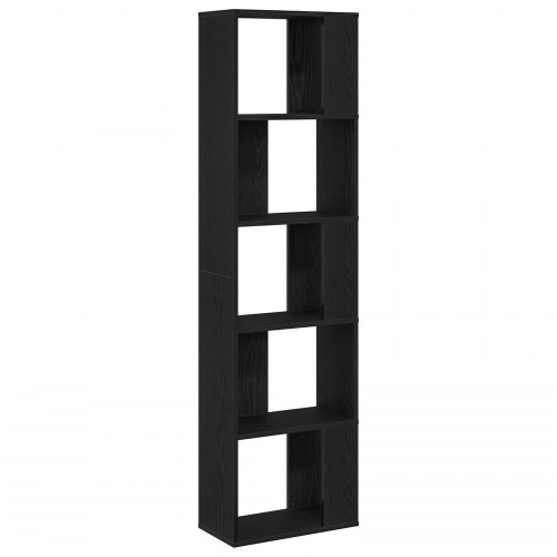 Bogreol 5-hylder Sort Eg 45x23,5x162,5 cm Konstrueret træ