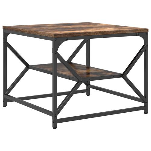 Sofabord med hylde i røget eg 51x50x40 cm i ingeniørtræ