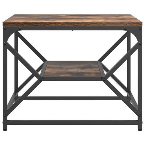 Sofabord med hylde i røget eg 51x50x40 cm i ingeniørtræ