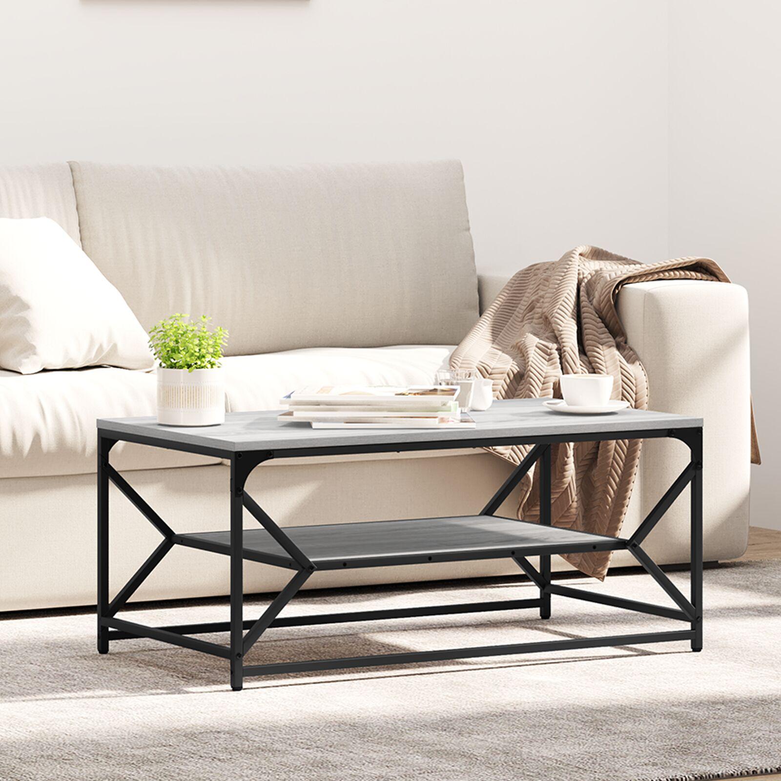 Sofabord Grå sonoma-eg 90 x 50 x 40 cm Ingeniørtræ og stål