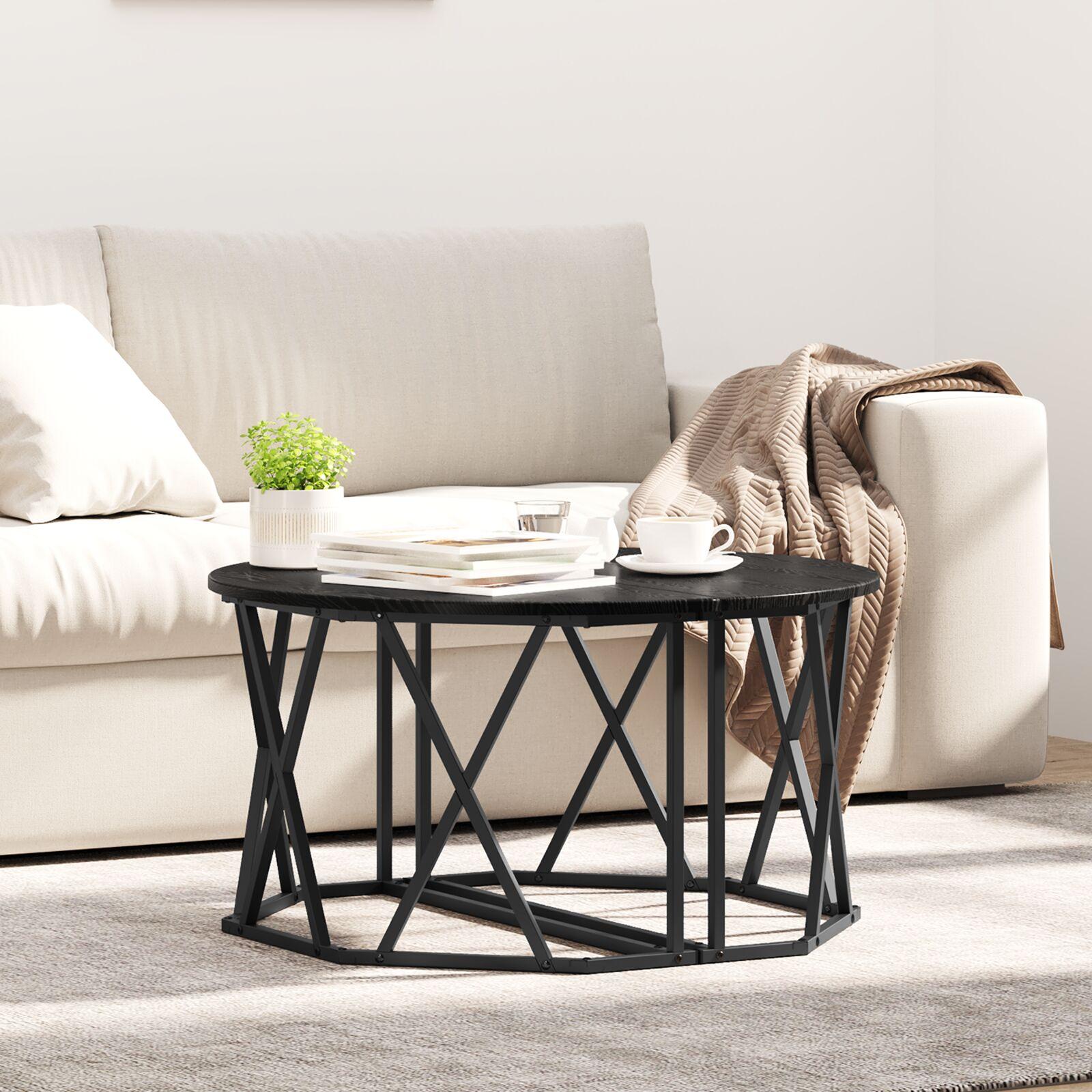 Sofabord Sort eg 80 x 80 x 42 cm Ingeniørtræ og stål
