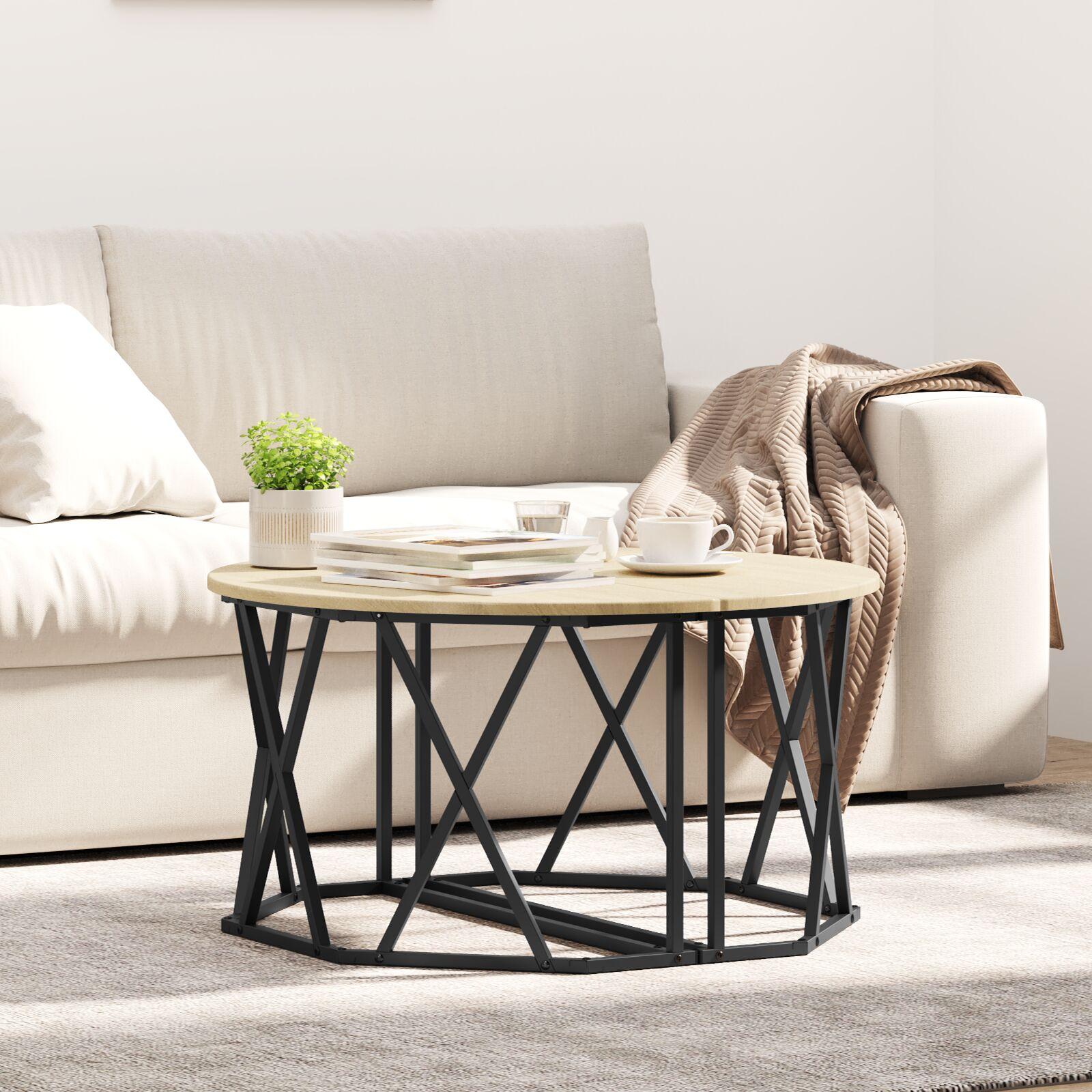 Sofabord Sonoma-eg 80 x 80 x 42 cm Ingeniørtræ og stål