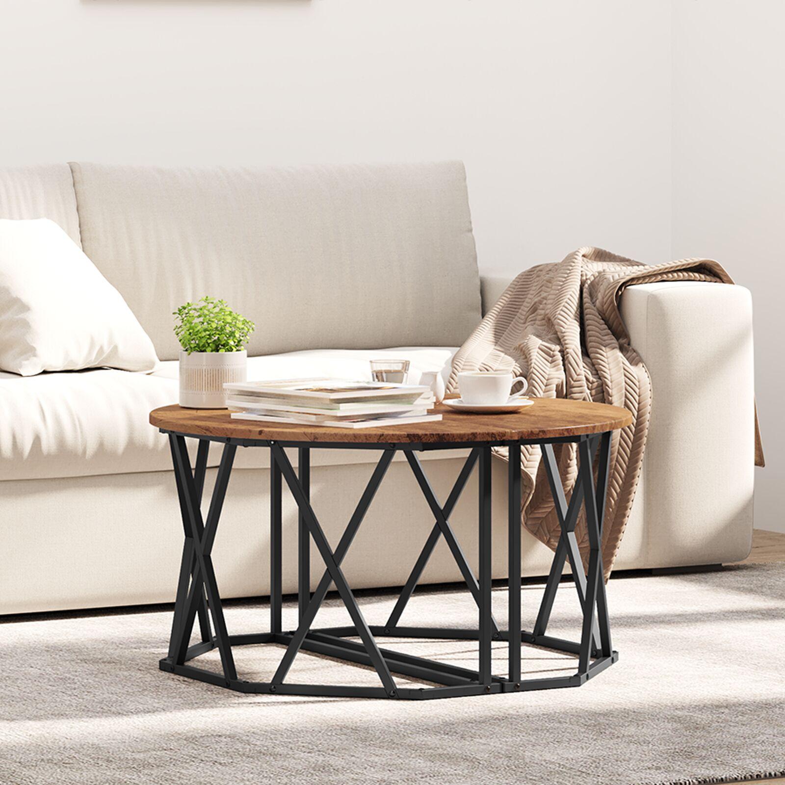Sofabord Gammelt træ 80 x 80 x 42 cm Ingeniørtræ og stål
