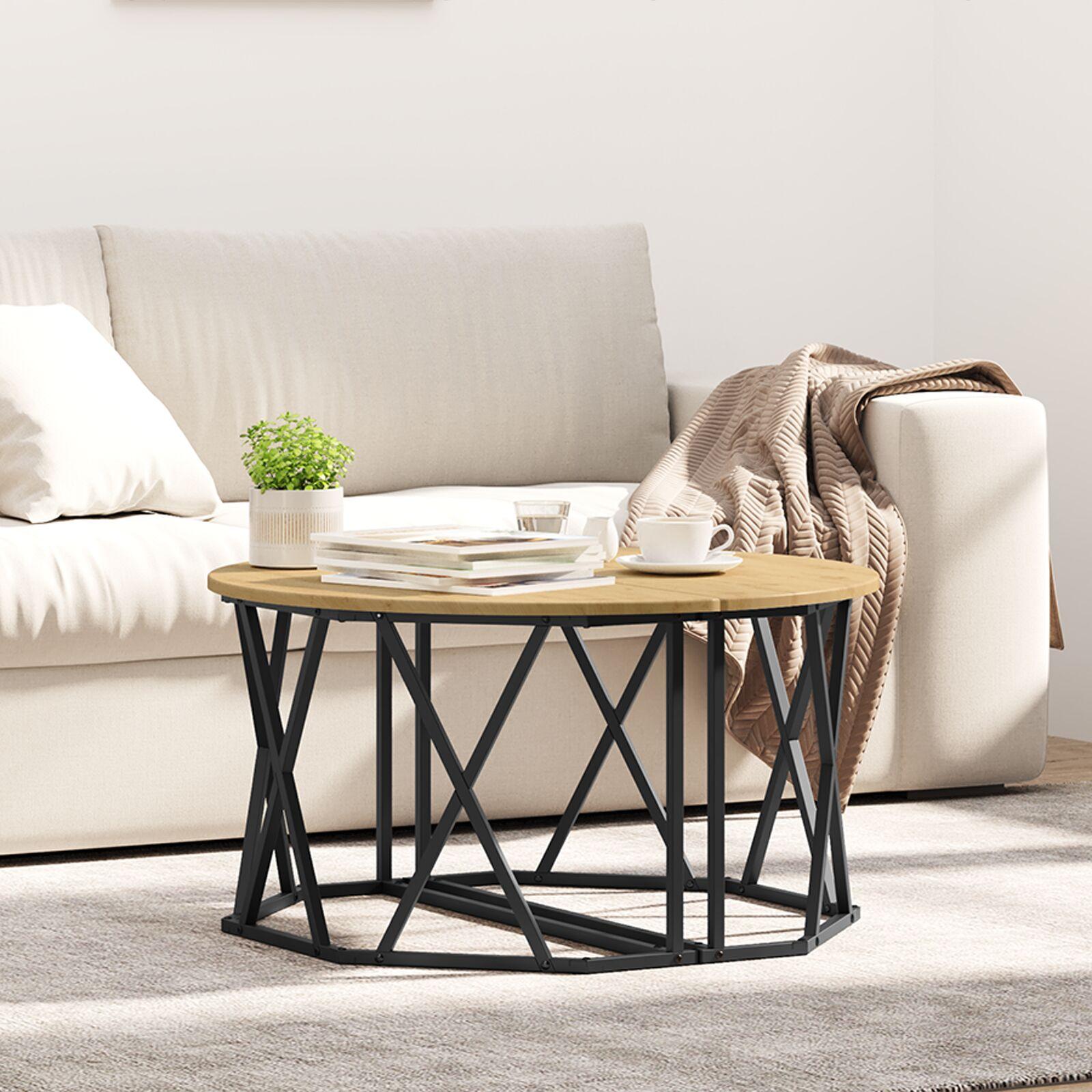 Sofabord artisan eg 80 x 80 x 42 cm Ingeniørtræ og stål