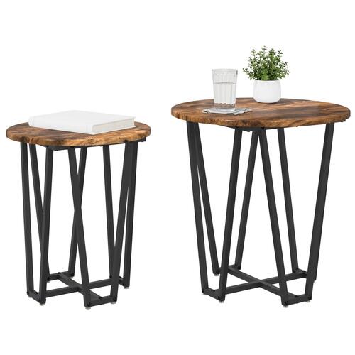 Sidebord 2 stk Røget Eg Ingeniørtræ og Metal