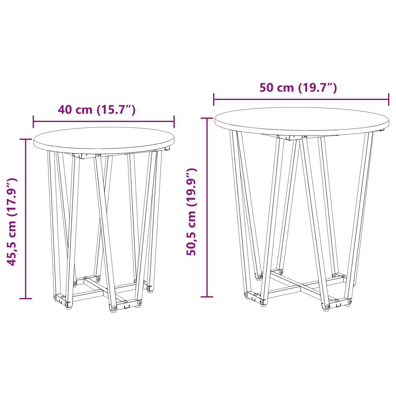 Sidebord 2 stk Røget Eg Ingeniørtræ og Metal