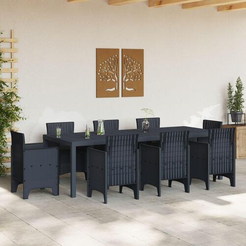 Havebord Antracitgrå 250x100x73 cm Poly Rattan