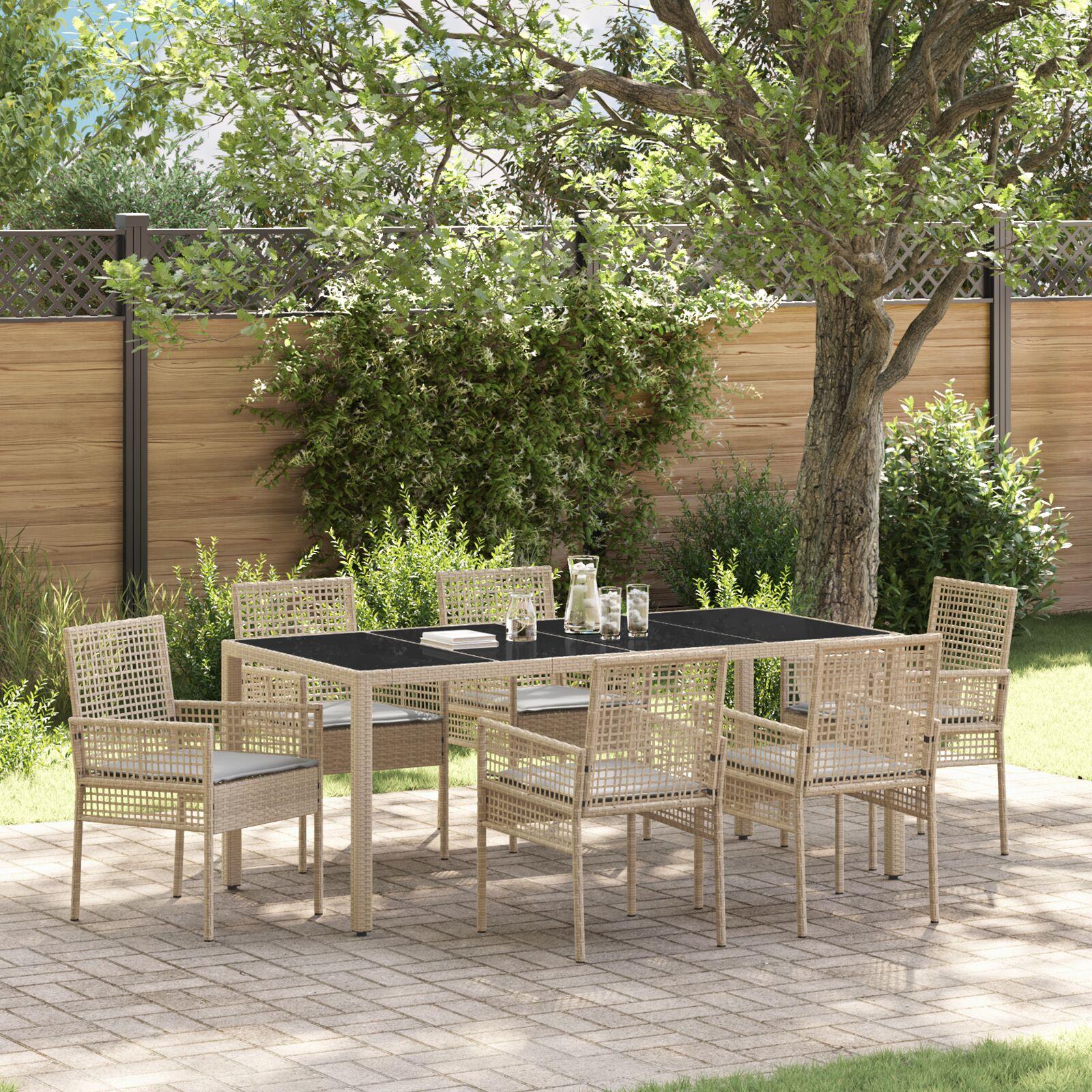 Have Spisebordssæt 7 stk Beige Poly rattan