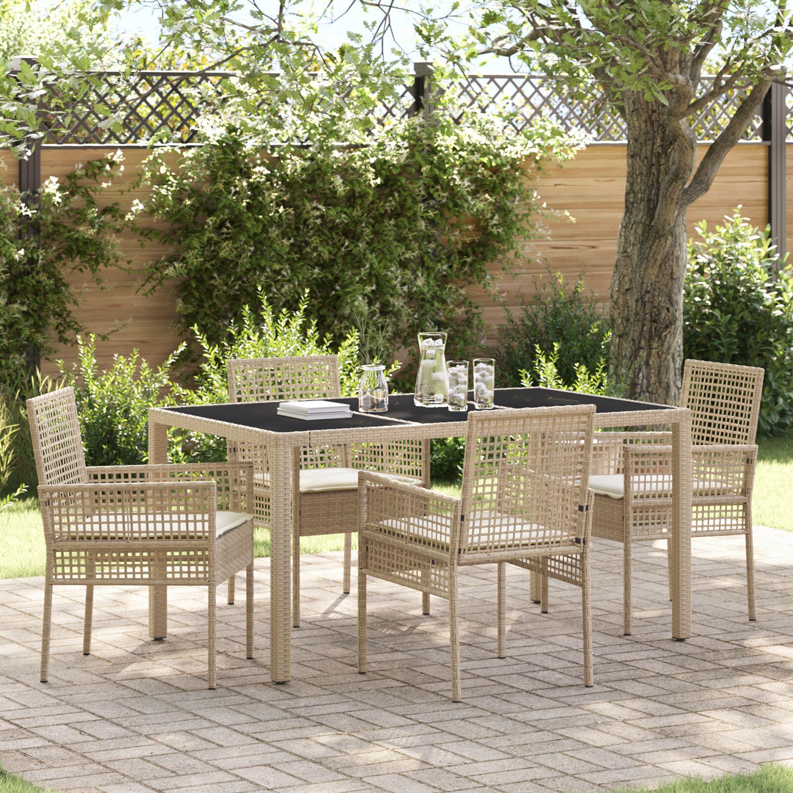 Have Spisebordssæt 5 stk Beige Poly rattan