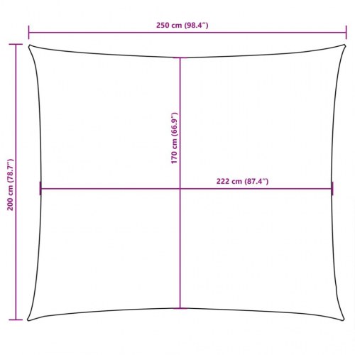 Solsejl 2 × 2,5 m - rektangulær, oxfordstof - gul