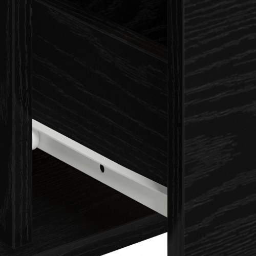 Sideboard Sæt af 2 Sort Eg Træ, Metal Håndtag Mellem Buffet Sæt