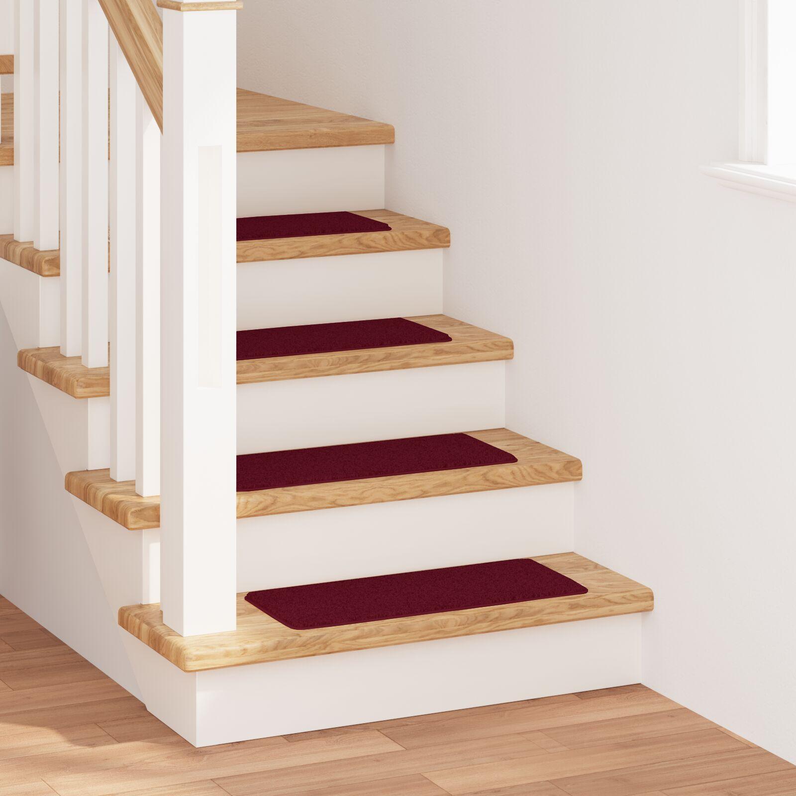 Skridsikre trappemåtter - 15 stk bordeaux, 60 × 25 cm, polypropylen