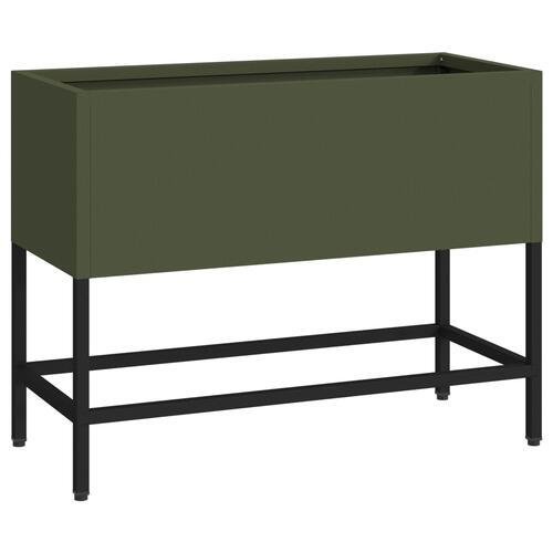 Hævet Havebed 60x26x45 cm Olivengrøn Stål