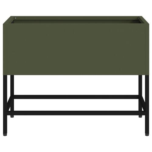 Hævet Havebed 60x26x45 cm Olivengrøn Stål