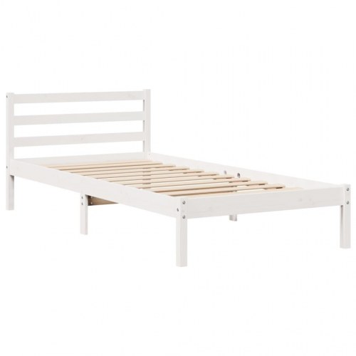 Seng med reol 75x190 cm i massivt fyrretræ hvid