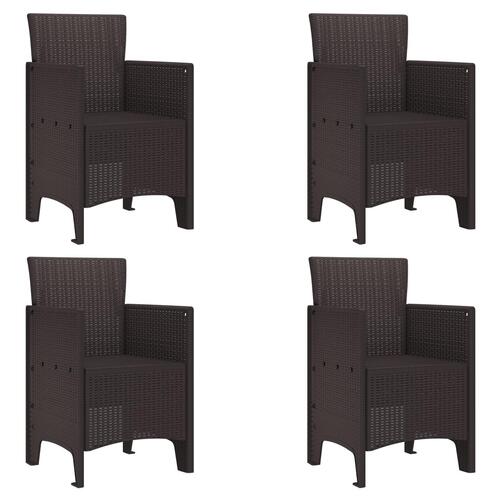 Havestole 4 stk Brun Poly Rattan