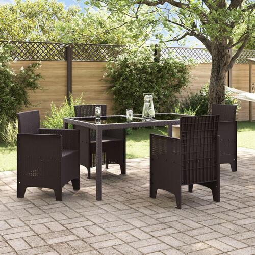 Havestole 4 stk Brun Poly Rattan