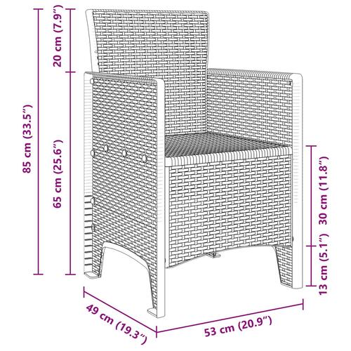 Havestole 4 stk Brun Poly Rattan
