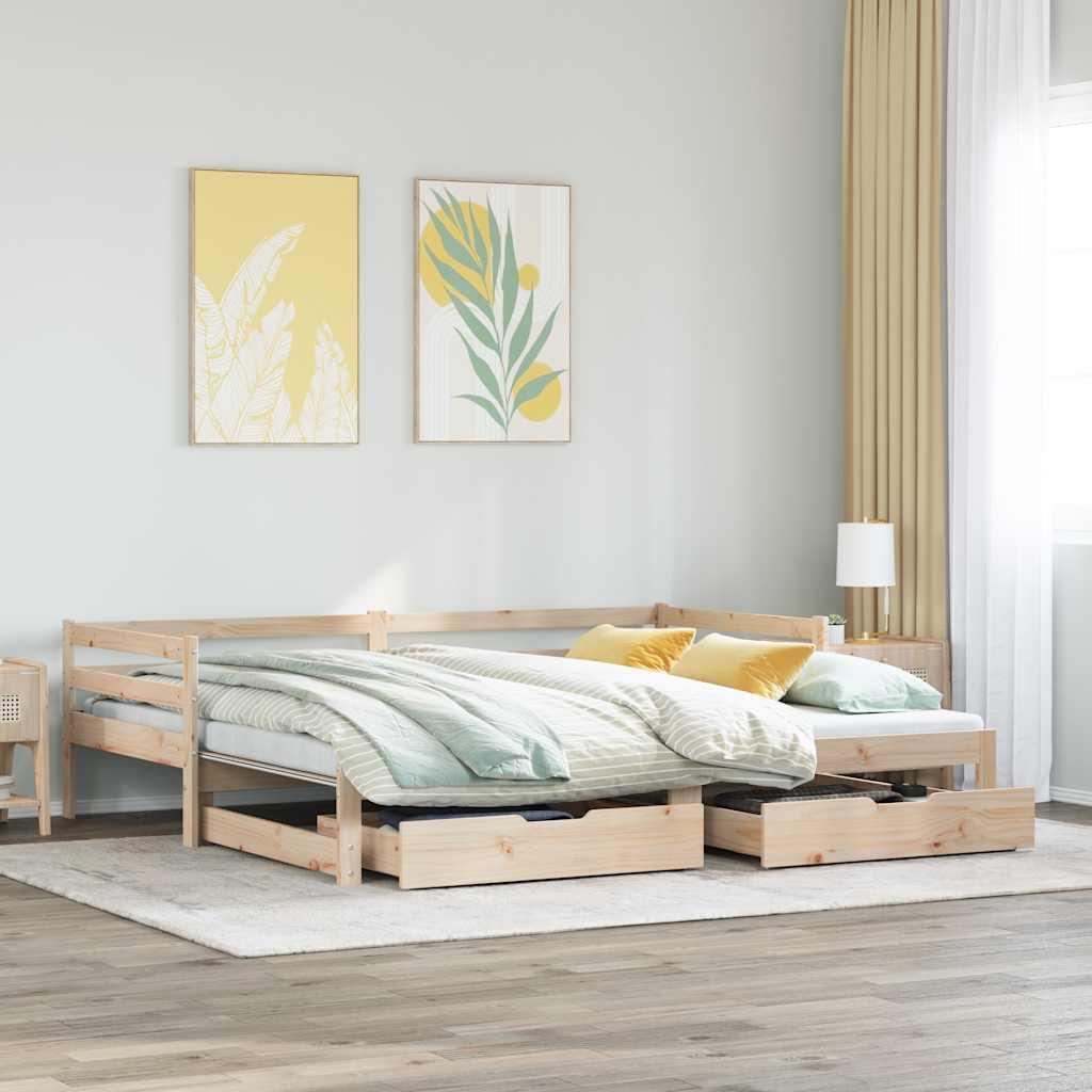 daybed med skuffer 90x200 cm massivt fyrretræ