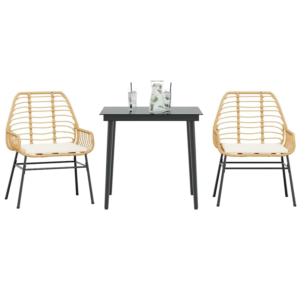 5 Dele Spisebordssæt Til Haven M. Hynder Polyrattan Glas Brun - 2 / Ja / 80 x 80 x 74 cm