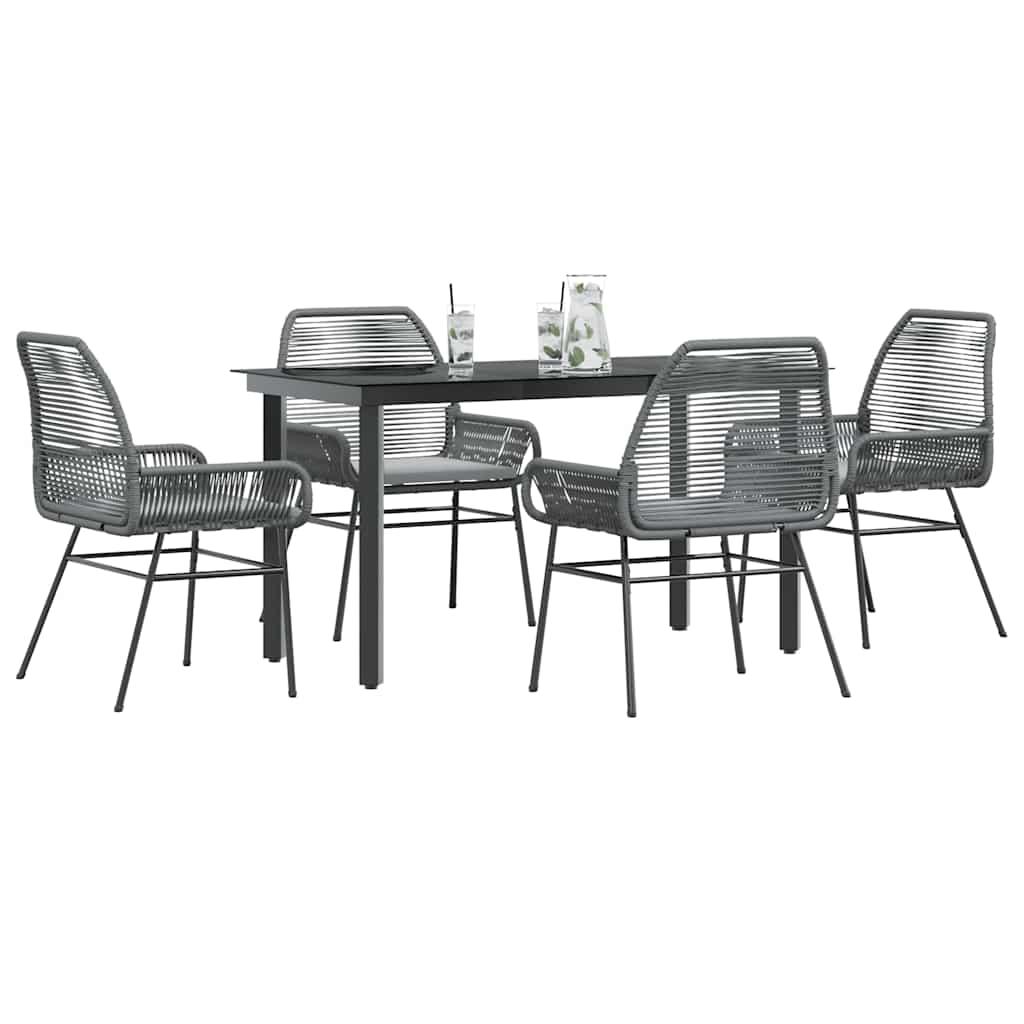 3 Dele Spisebordssæt til Haven M. Hynder Polyrattan Glas Sort - Grå / 140 x 70 x 74 cm / 4