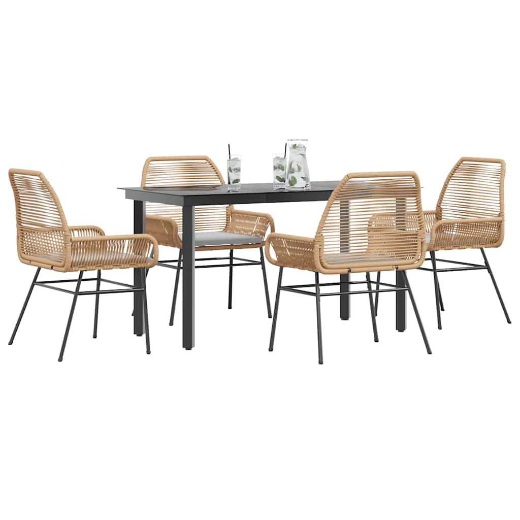 3 Dele Spisebordssæt til Haven M. Hynder Polyrattan Glas Sort - Brun / 140 x 70 x 74 cm / 4