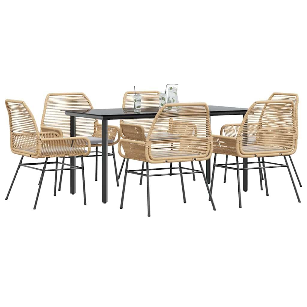 3 Dele Spisebordssæt til Haven M. Hynder Polyrattan Glas Sort - Brun / 160 x 80 x 74 cm / 6
